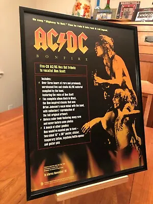 Big 11x14 Framed Original Ac/dc Acdc  Bonfire  1997 Lp Album Cd Promotional Ad • £43.38