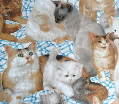 $12.99 • Buy 1.4 Yds Vintage Daisy Kingdom Cotton Fabric Cats Meow Allover Quilting Cat's