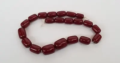 Art Deco Cherry Red Amber Bakelite Faturan Barrel Beads 21 Grams • $210