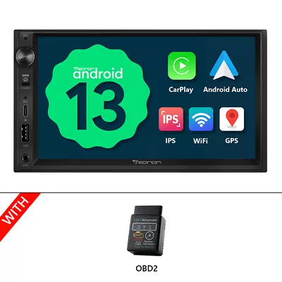 OBD+Double 2Din Car Radio 7 Stereo GPS Nav Bluetooth Android 13 FM No DVD Player • $186.26
