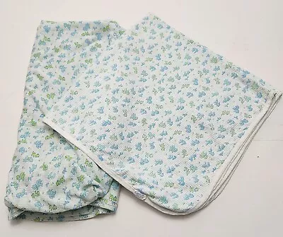 Vintage Carters Baby Blanket 30 /Crib Sheet 40x42 Set 100% Cotton Blue/Green • $9.99