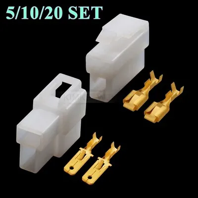 2 Pin/Way 6.3mm Electrical Multi Connector Plug Kit For Car Motorcycle Scooter • £3.94