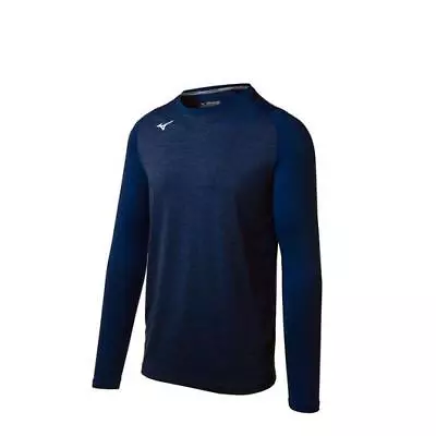 Mizuno Alpha Stretch Long Sleeve Shirt Youth Large Baseball Top Navy Blue 530058 • $3