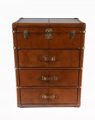 Leather Campaign Chest Drawers • £945