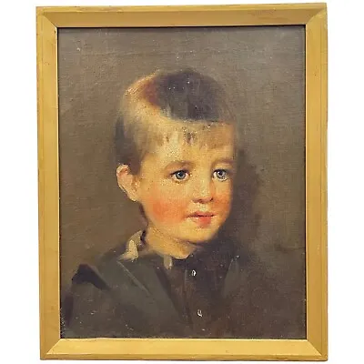 Fine Art Victorian Oil Painting Portrait  Blue Eyes  Blonde Boy • $2155.30