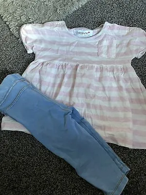 Baby Girl Babaluno 2 Piece Outfit Dress Jeans 12-18 Months • £7