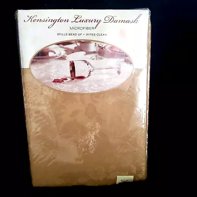 Kensington Luxury Damask 60 X 118  Oblong Gold Microfiber Table Cloth • $22