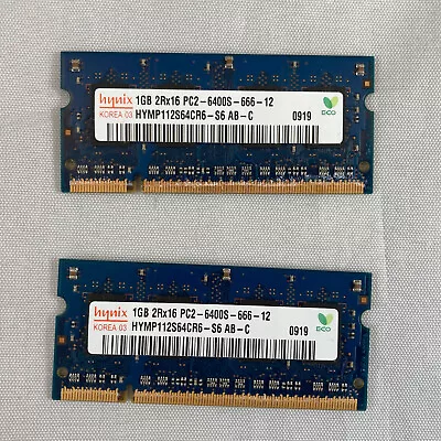 2 Hynix 1GB DDR2 SODIMM MacBook Laptop Memory RAM Modules 2Rx16 PC2-6400S-666-12 • $14.99