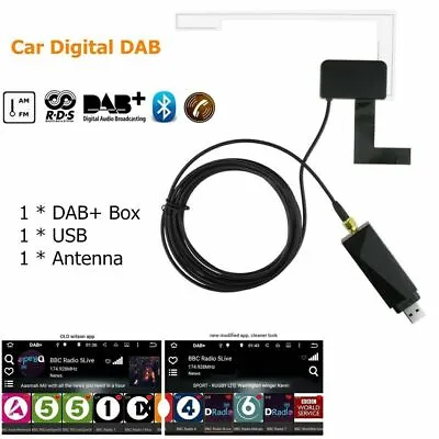 Digital DAB Car Adapter Tuner Audio Box USB Receiver Antenna Android Navigation • £21.55