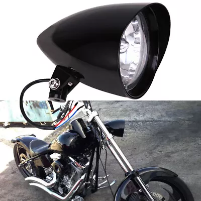 Motorcycle Chopper Bobber Bullet Tri Bar 5.75  Headlight For Harley Dyna Softail • $76.09