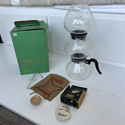 Vintage Manhattan Glass Stove Top Double Bubble VACUUM Coffee Pot + Pyrex Parts • $75