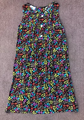 Betsy Lauren Vintage Plus Dress 16W Jumper Sleeveless Smocked Front Floral Maxi • $13.50