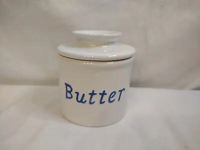 Butter Bell Crock By L. Tremain White Ceramic W/ Blue Letters Elegant Kitchen • $12.75