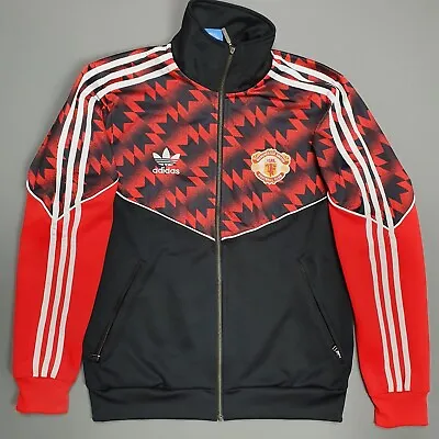 Men's Retro Manchester United Adidas Full Zip Hoodie Red / Black Size S - 1992 • £55