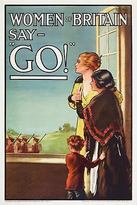 Home Wall Art Print-Vintage Wartime Poster -WOMEN BRITAIN SAY GO -A4A3A2A1A0 • £30.99