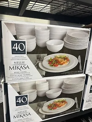 Mikasa Nellie 40-Piece Dinnerware Set Bone China White Service For 8 Brand NEW • $85