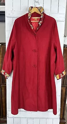 Vintage April Cornell Woman Duster Coat SZ W1 Corduroy Red Lined Boho • $37.50
