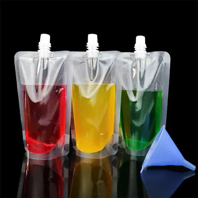 100~500ml Plastic Spout Bag Stand Up Liquid Drink Milk Juice Wine Pouch With Cap • $155.99