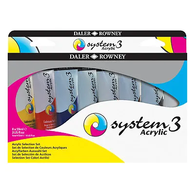 Daler Rowney System 3 Acrylic Paint Assorted Set (8 X 59ml Tubes) • £21.14