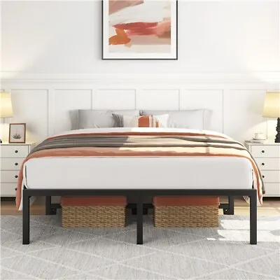 15 Inch Metal Platform Bed Frame Without Headboard No Box Spring Needed Black • $47.49