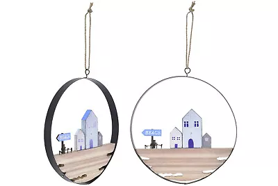 £8.99 • Buy To The Beach Houses Sign Plaque Nautical Seaside Hanging Circular Shabby Chic