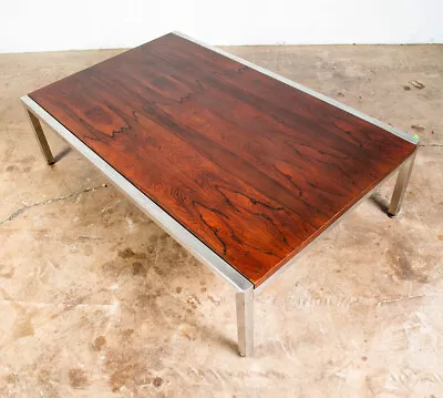 Mid Century Danish Modern Coffee Table Rosewood Large 60x38  Steel Custom Mcm • $1019.13