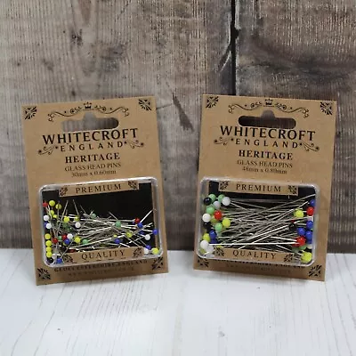 Whitecroft Heritage Glass Head Pins Assorted Colours Dressmakers Tailors & Craft • £5.25