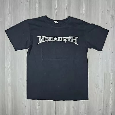 Megadeth Shirt Adult Medium Black Chrome Logo Metal Rock Band Tee Y2K Men's 2000 • $16.25
