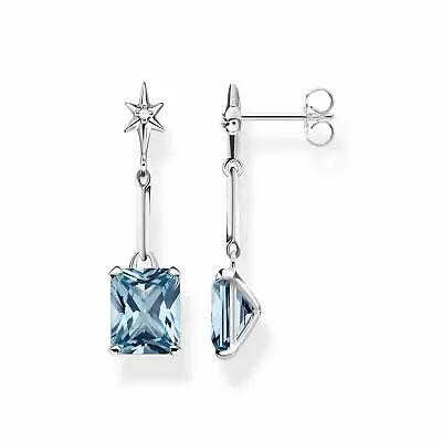 THOMAS SABO Blue Stone With Star Earrings 925 Sterling Silver H2115-644-1 • $158.98