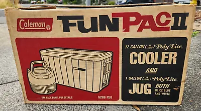Coleman Cooler & Jug Bundle Poly Lite Ice Blue & White Fun Pac II Vintage 1979 • $59.09