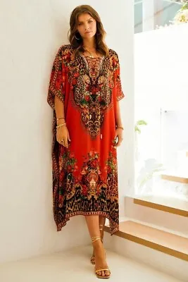 Czarina - Red Leopardess Cocktail Party Medium Kaftan - One Size NWT - LAST ONE! • $229