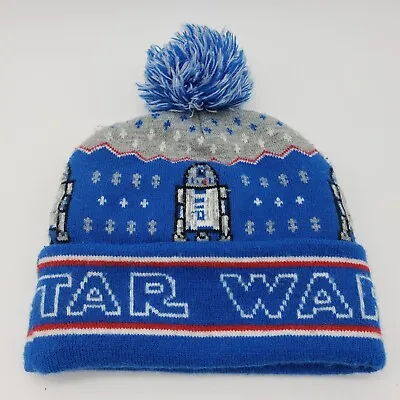 Star Wars R2D2 Droid Lucas Films Knit Winter Hat Pom Beanie Cap • $8