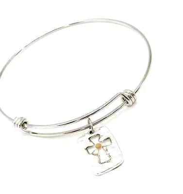 Mustard Seed Inset Cross Charm Bracelet Christian Jewelry Faith Baptism Gift • $19.95