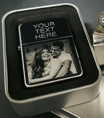 £4.49 • Buy ENGRAVED WITH YOUR PHOTO LOGO SILVER Personalised Lighter Birthday Gift