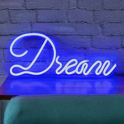 $26.60 • Buy Custom  Dream  Neon Sign Blue Light LED Home Art Decor Bedroom Lamp Bar Party