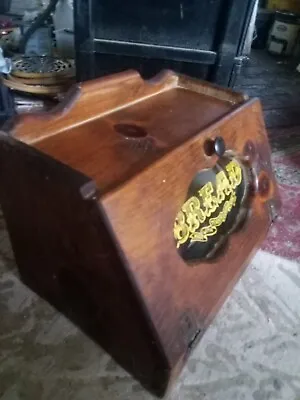 Vintage Wooden Bread Box Glass Window Stenciled 1984 Rustic Charm • $51