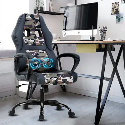 Gaming Chair Racing Computer Chair Massage Ergonomic PU Leather Swivel Chair • $83.89