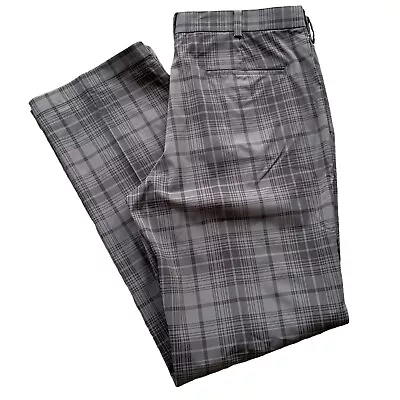 Nike Golf Dri Fit Mens Size 36X34 Plaid Tour Performance Golf Pants Black Gray • $29.97