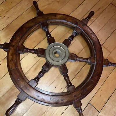 Vintage Ships Wheel Maritime Light Brass Antique Helm Sailing Collectivises 24'' • $54