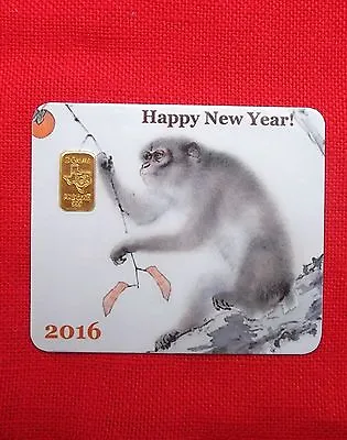 2 Gram GOLD TGR BULLION Year Of The Monkey Gold Bar Sealed (In Assay) CARD ! • $205.89