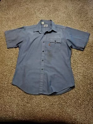 Vintage Levi's Chambray Work Shirt XL Mens Orange Tab Short Sleeve USA Made  • $40