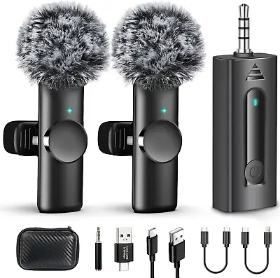 Dual Wireless Lavalier Microphone For Camera Professional Audio Recording Kit • $37.52