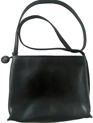 Vintage Monsac Original Black Leather Shoulder Crossbody Bag • $28.99