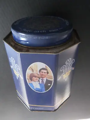 Tin: Unusual 8 Sided Commemorative Tin Prince Charles And Lady Diana 1981 • £7.99