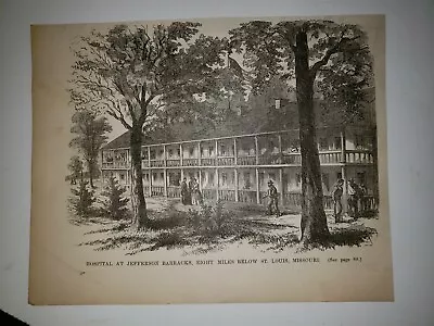 Hospital Jefferson Barracks St. Louis Missouri 1882 Civil War Print Sketch • $29.99