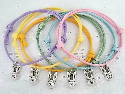 6 Rabbit Friendship Bracelets Easter Bunny Egg Hunt Favours Party Bag Prizes • £2.85