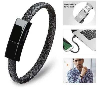 Leather Cord Charging Bracelet 22.5 CM ((MICRO USB)) • $10