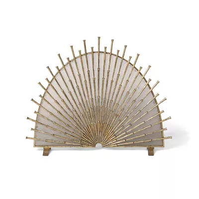 Vintage Style Gold Metal Fireplace Screen Arched Starburst • $301