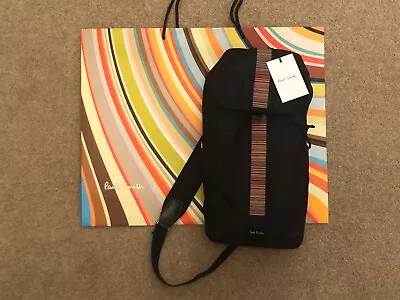 PAUL SMITH Black SIGNATURE STRIPE Slingpack Bag Cross Body Flight NEW • £139.99