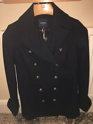 BNWT NEXT Navy 50% Wool Miltary Style Double Breasted Coat BNWT Size 8 BARGAIN! • £29.99